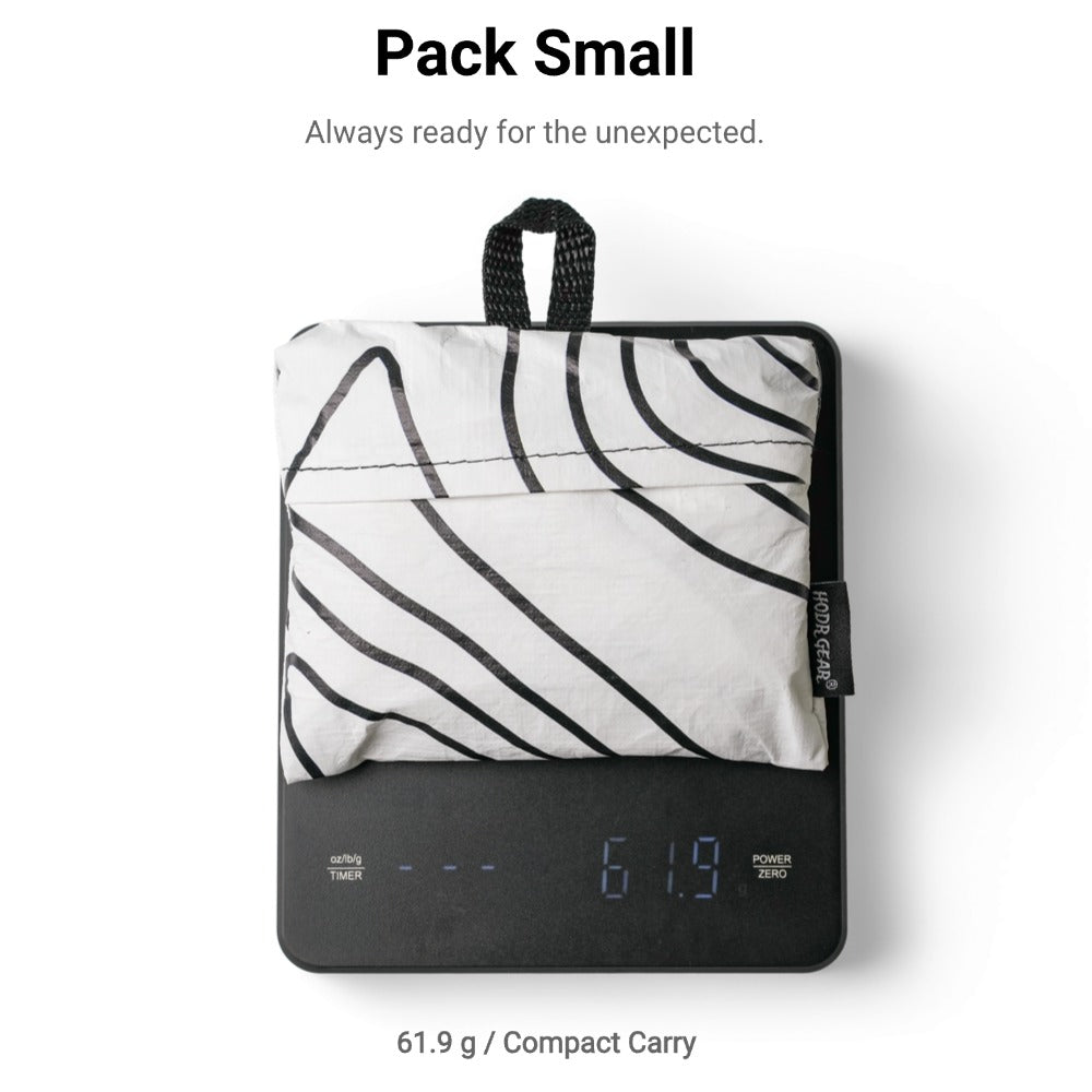 PAPERLITE Drift Tote packs small and weighs 61.9 g