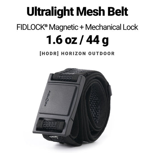 HODRGEAR ultralight tactical belt with FIDLOCK magnetic lock, 44g, black mesh design