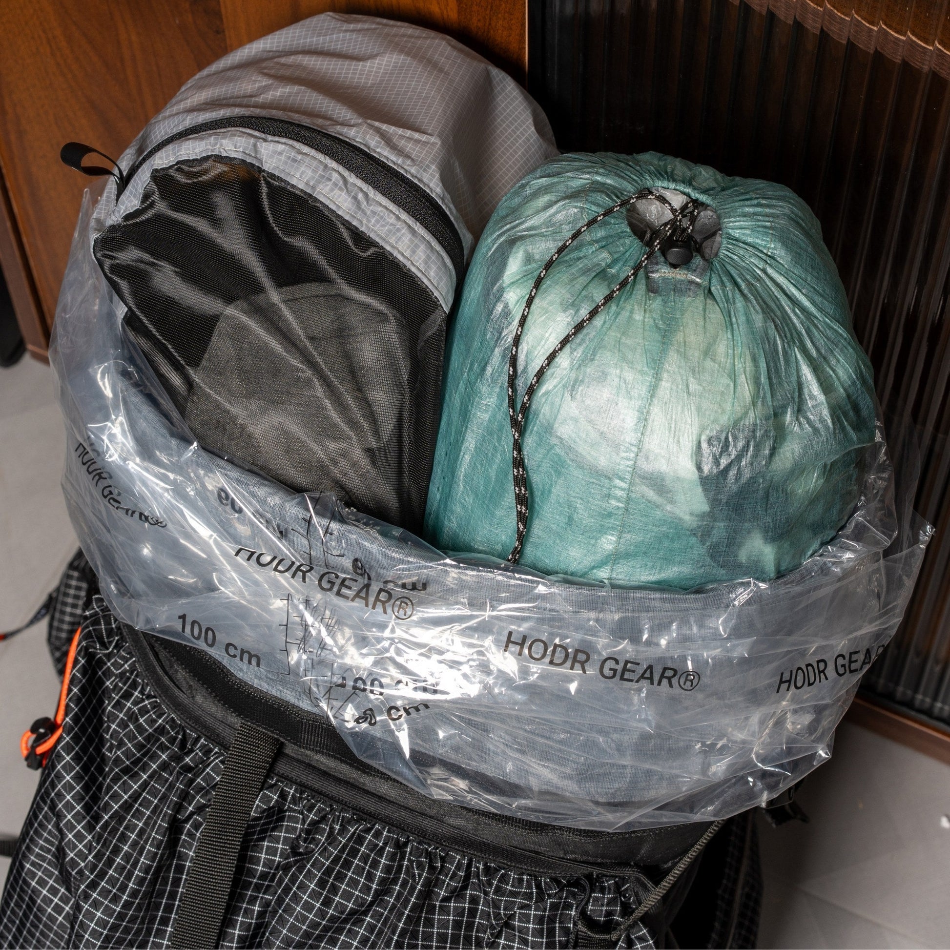 HODR Mesh Pack Pod inside an ultralight backpack
