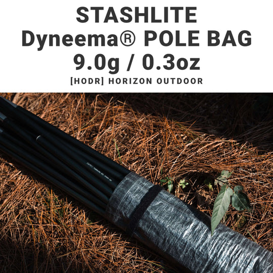 HODRGEAR StashLite Dyneema pole bag 9g resting on pine needles