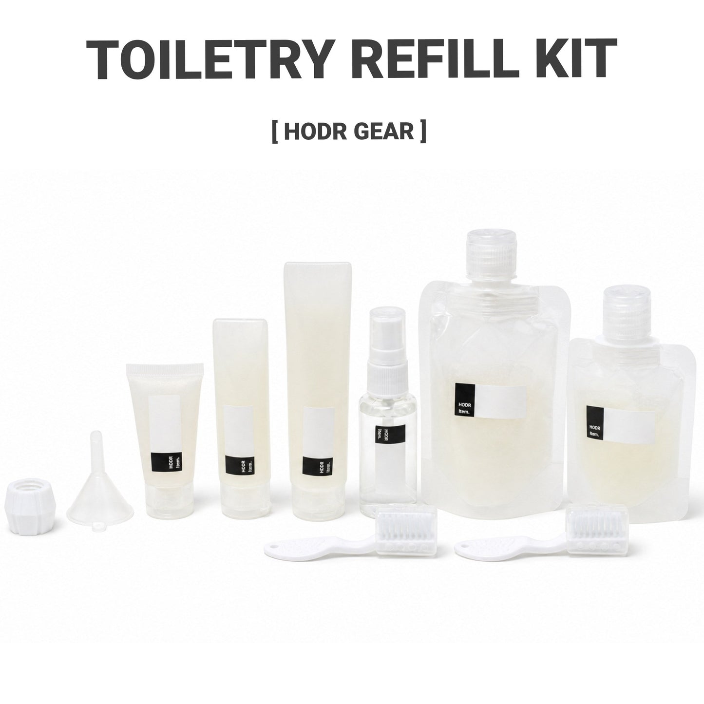 HODR Toiletry Refill Kit packed for travel