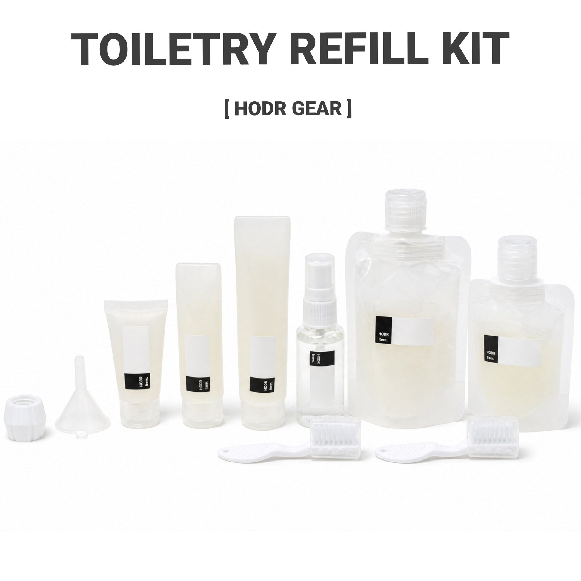 HODR Toiletry Refill Kit packed for travel