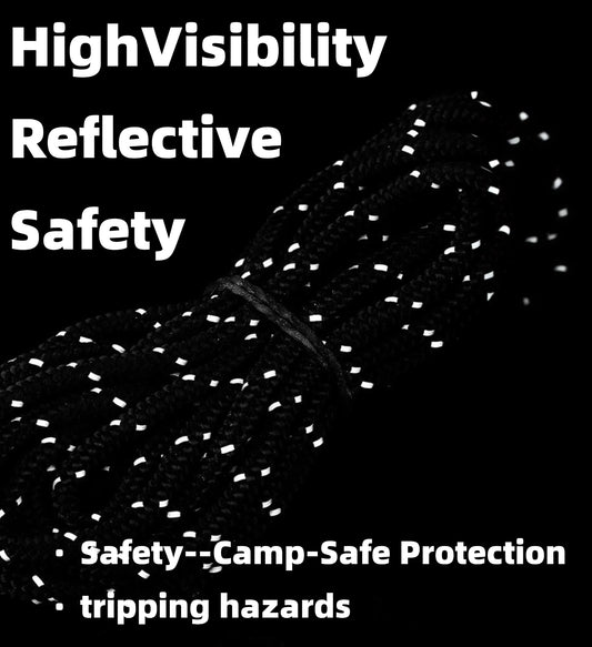 HODRGEAR Guyline 20M Dyneema rope - black w/reflective markers, safety gear