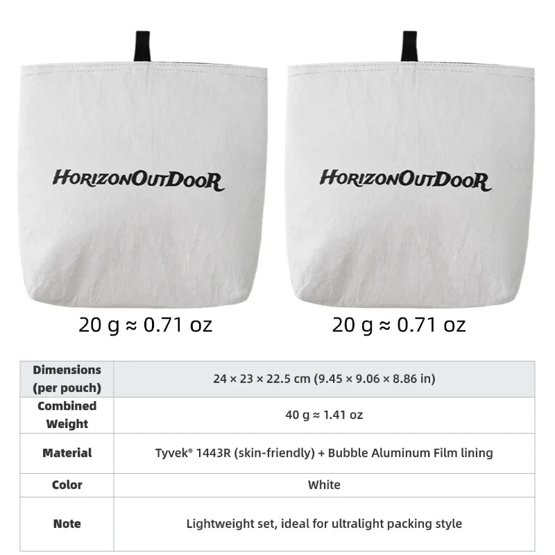 Insulated pouch set, Tyvek material, 20g each, HODRGEAR