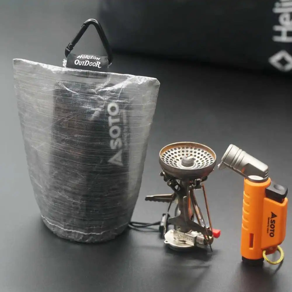 Ultralight lantern shade package with camping stove and orange lighter by HODRGEAR