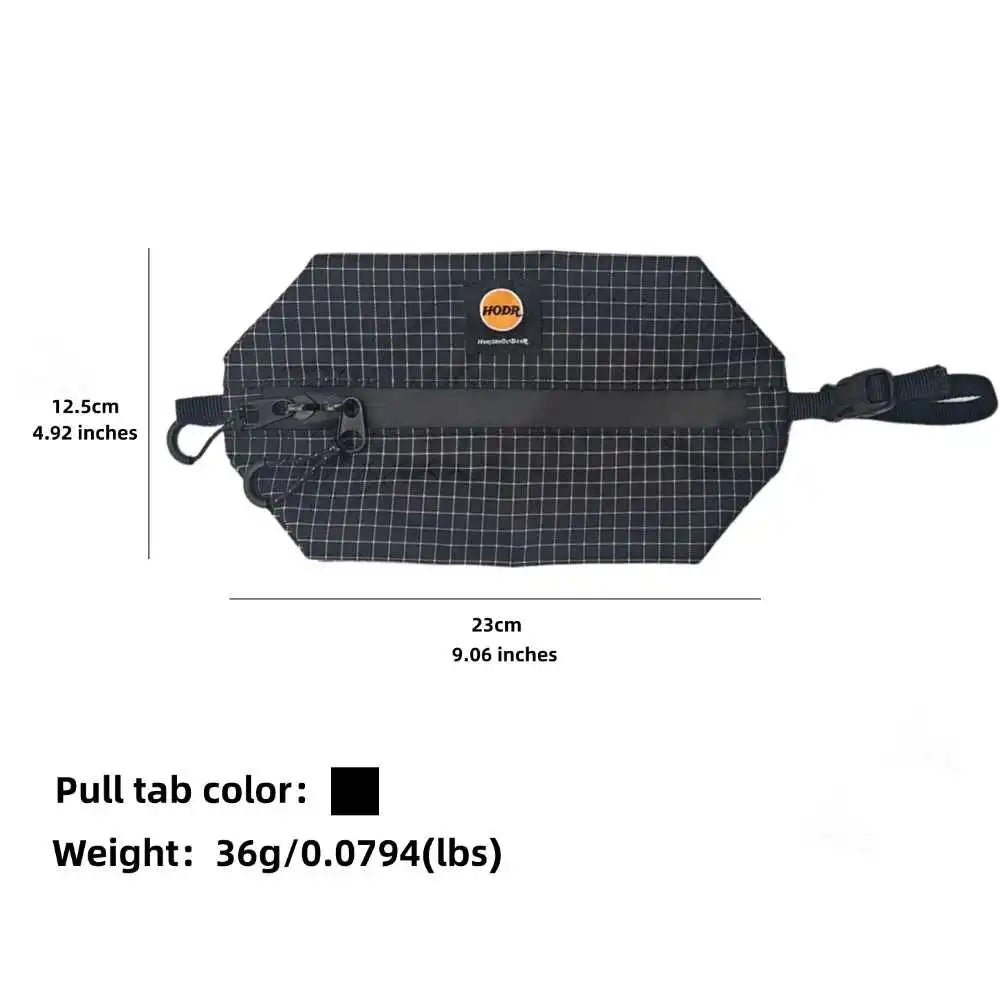 HODRGEAR Gridstop 210D zip pouch with ring pull, black grid pattern, 36g