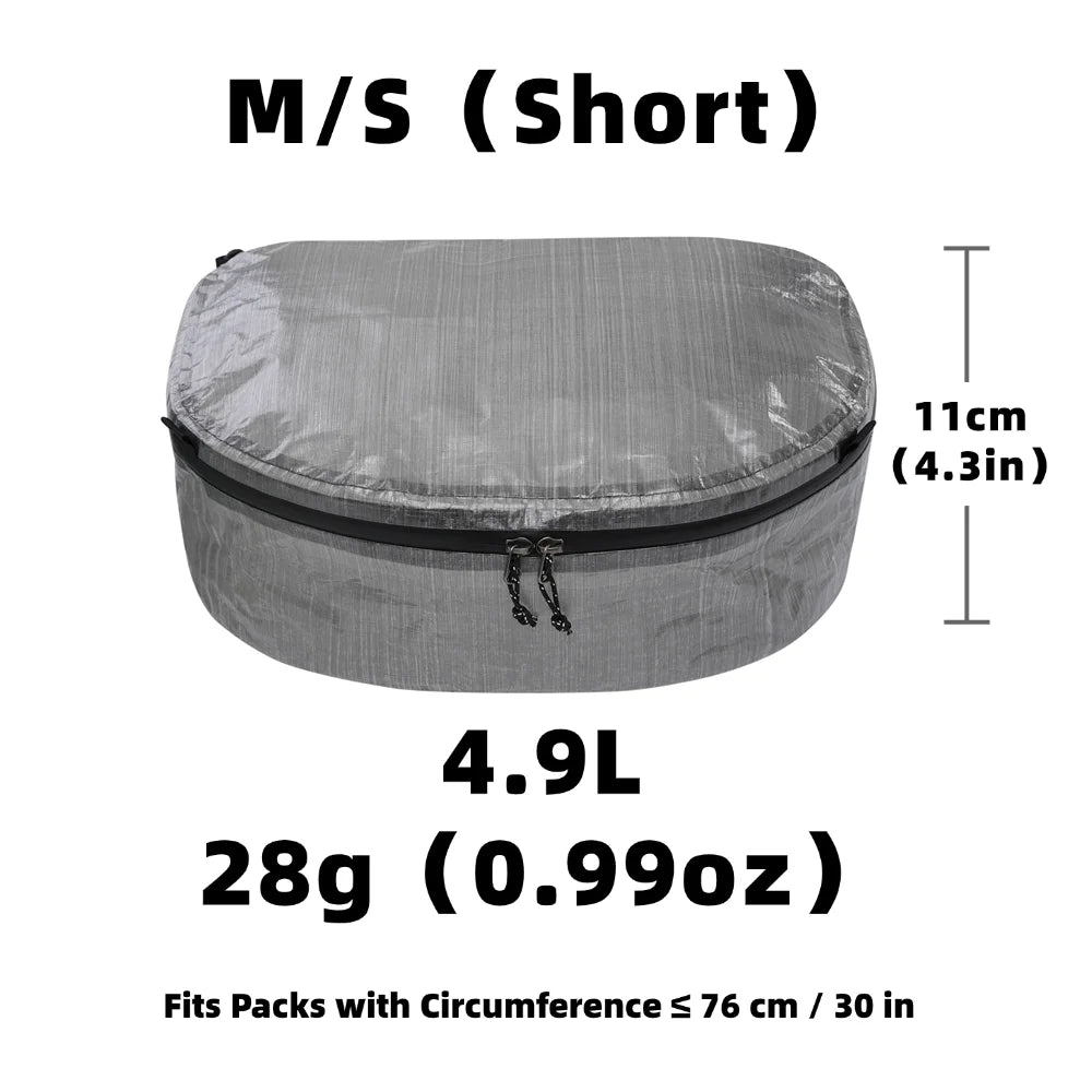 Gray dcf pack with dimensions and weight information on a white background