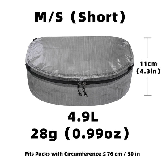 Gray dcf pack with dimensions and weight information on a white background