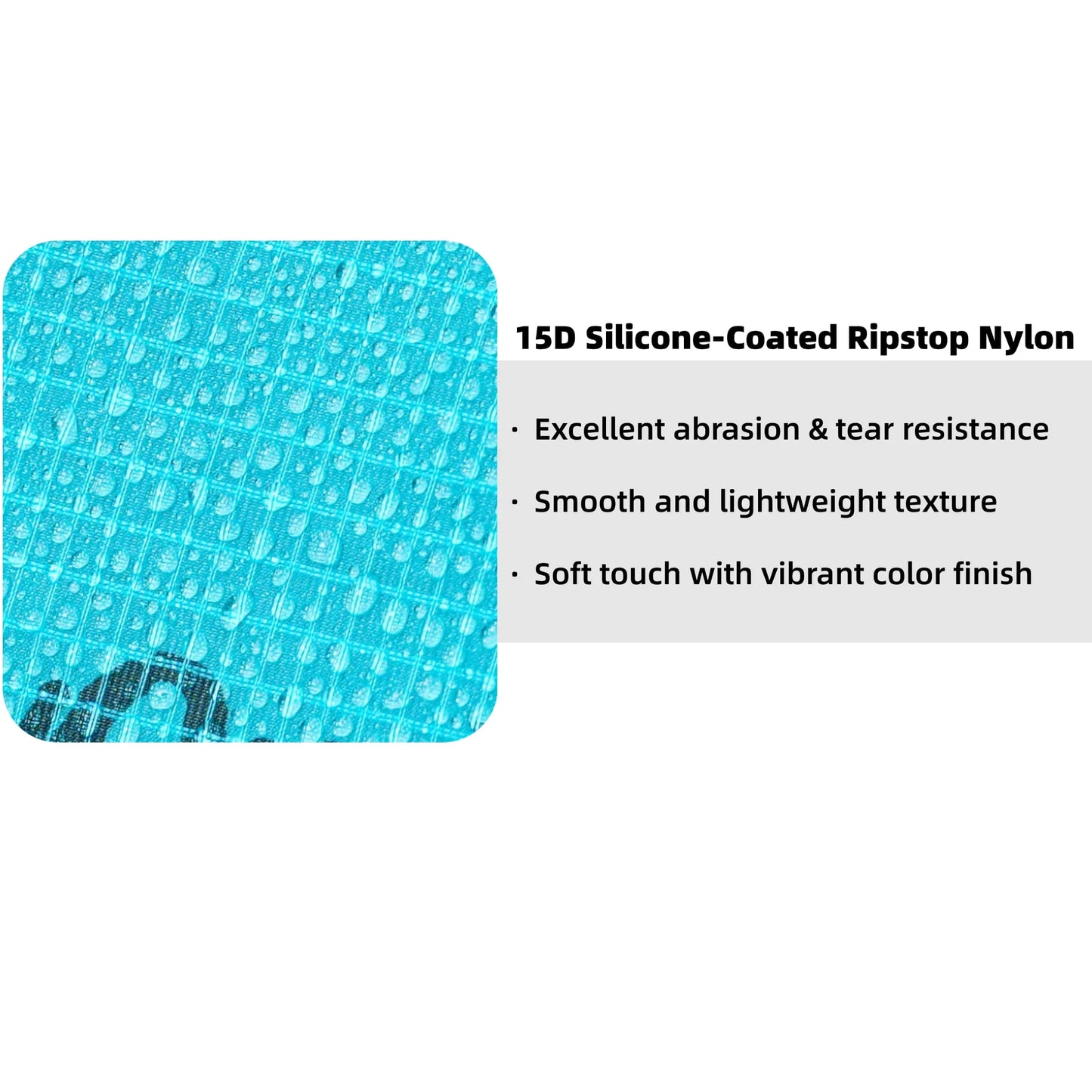 Close-up of 15D silicone-coated ripstop nylon fabric with water resistance