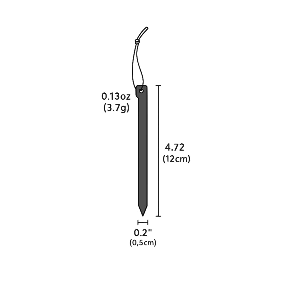 Carbon fiber tent stake, 3.7g, 12cm length specs