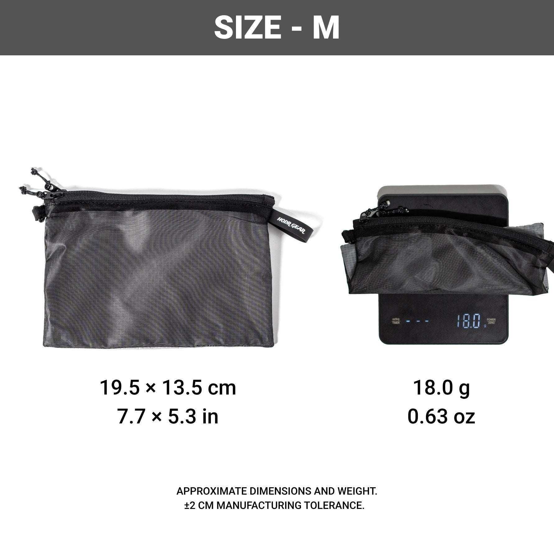 HODR Mesh Flat Pouch size M specifications