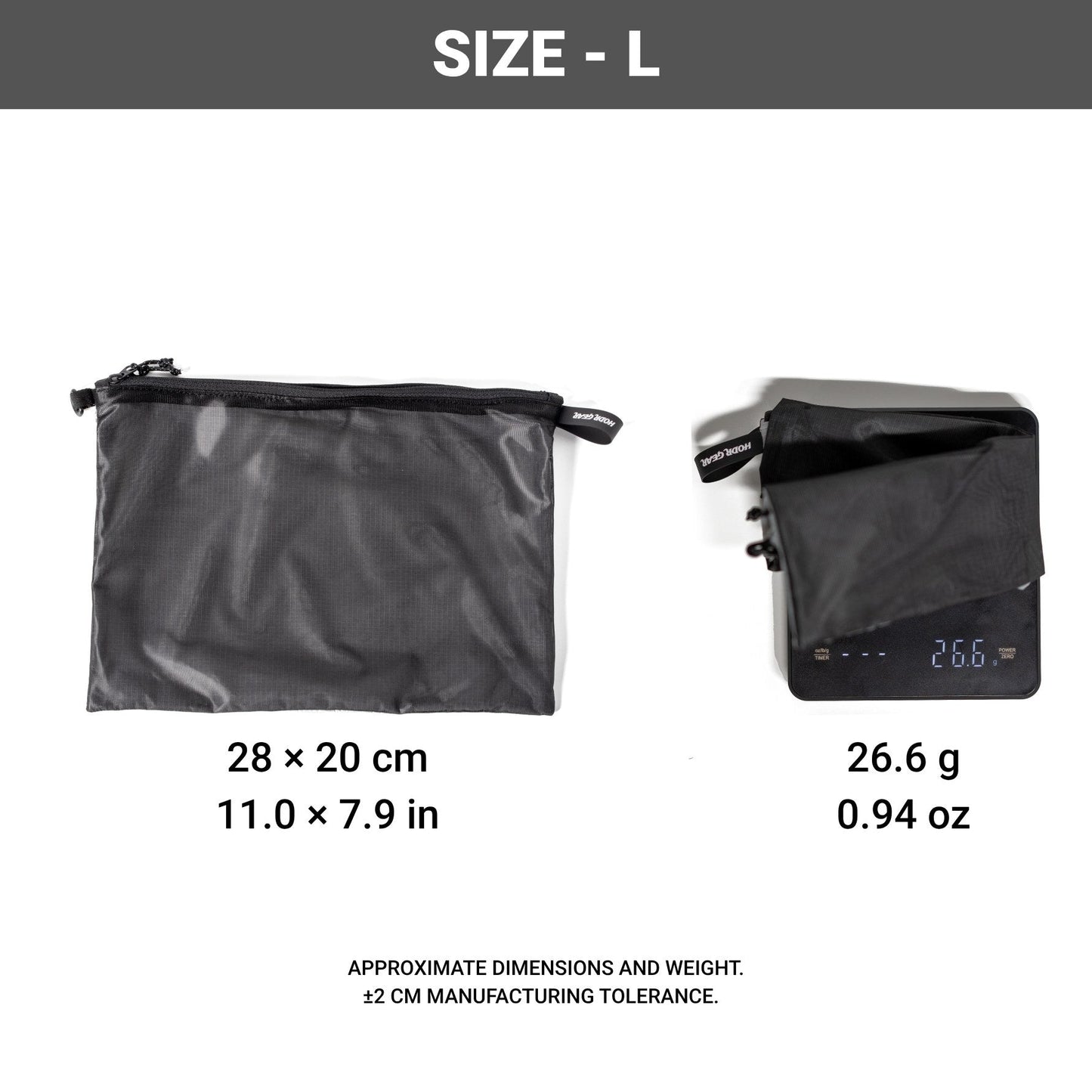 HODR Mesh Flat Pouch size L specifications