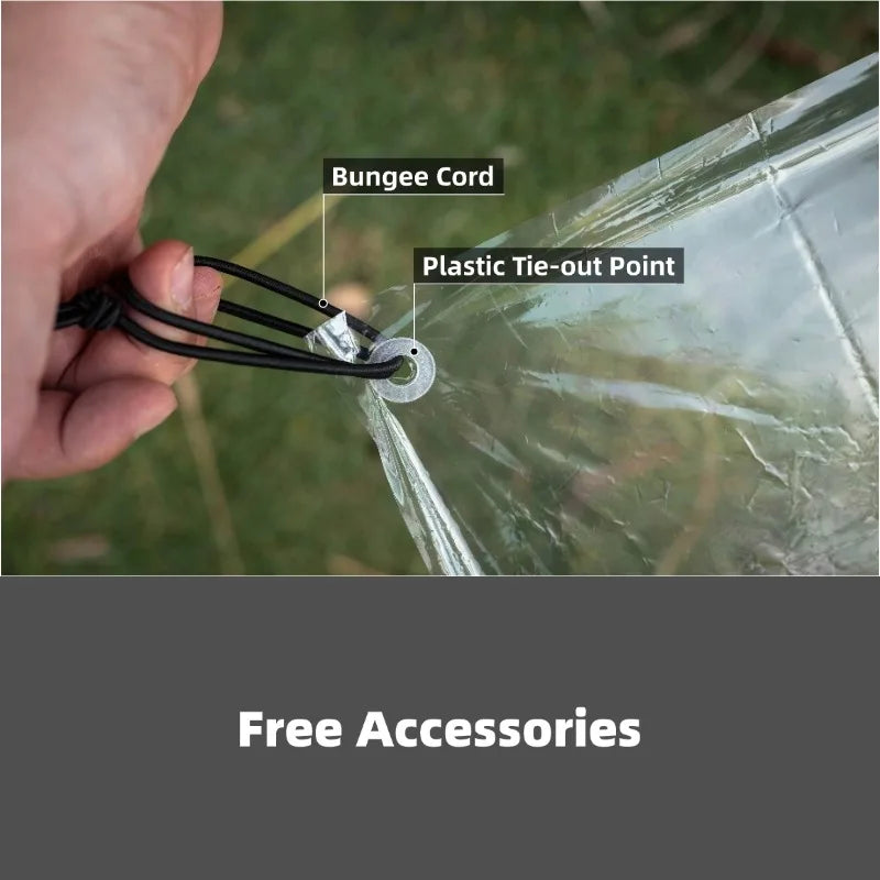 Bungee cord and tie-out points for Polycro groundsheet accessories
