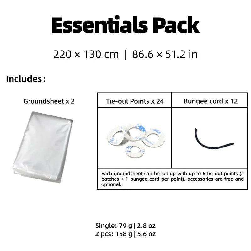 HODRGEAR Essentials Pack: 2 ultralight Polycro footprints (220x130cm)