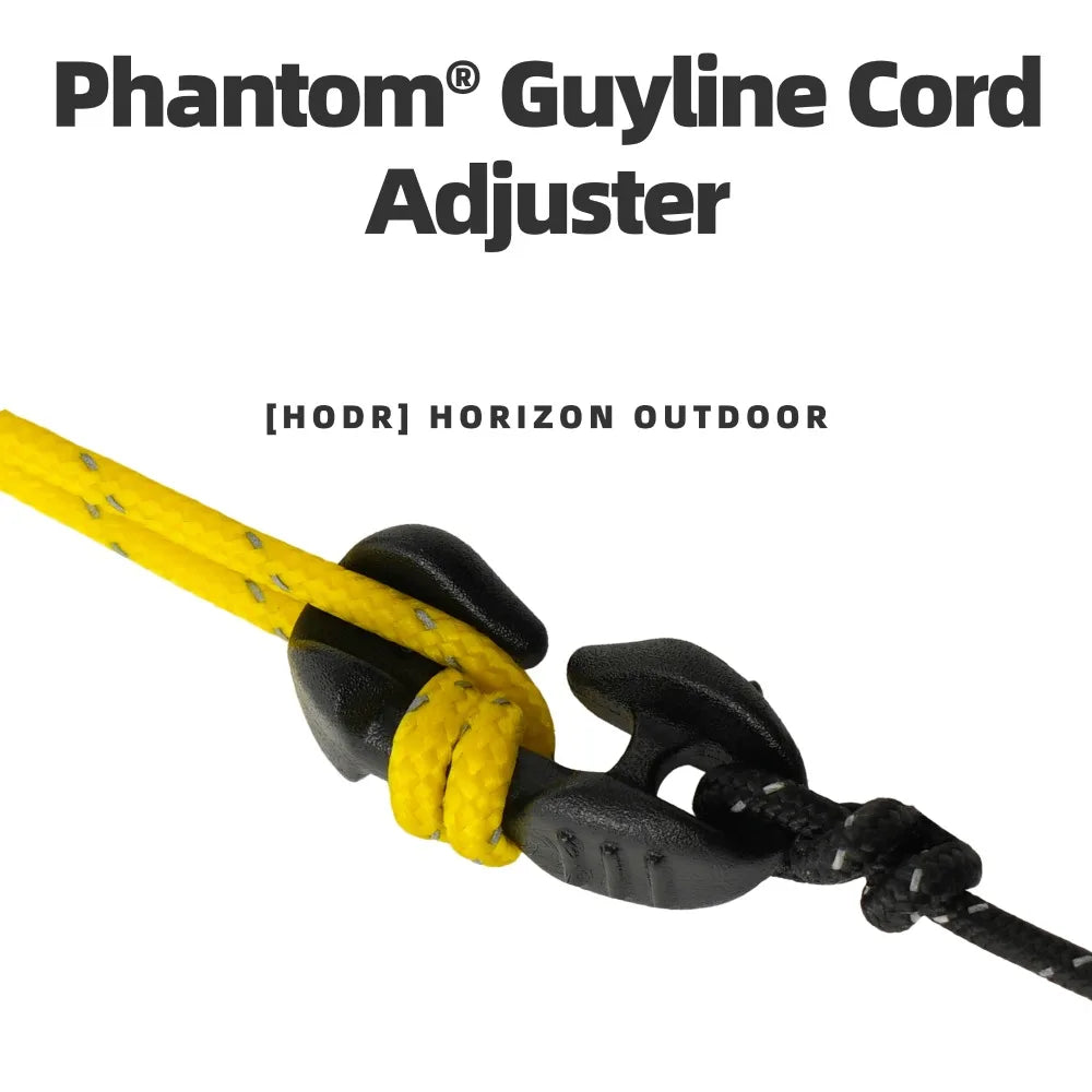 HODRGEAR Duraflex Phantom Guyline Cord Adjuster adjusting yellow cord