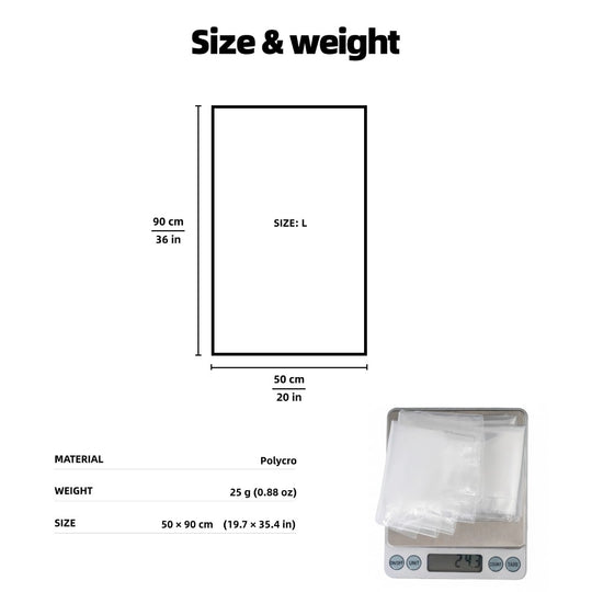 HODRGEAR ultralight Polycro pack liner, 25g weight, 50×90cm size on scale