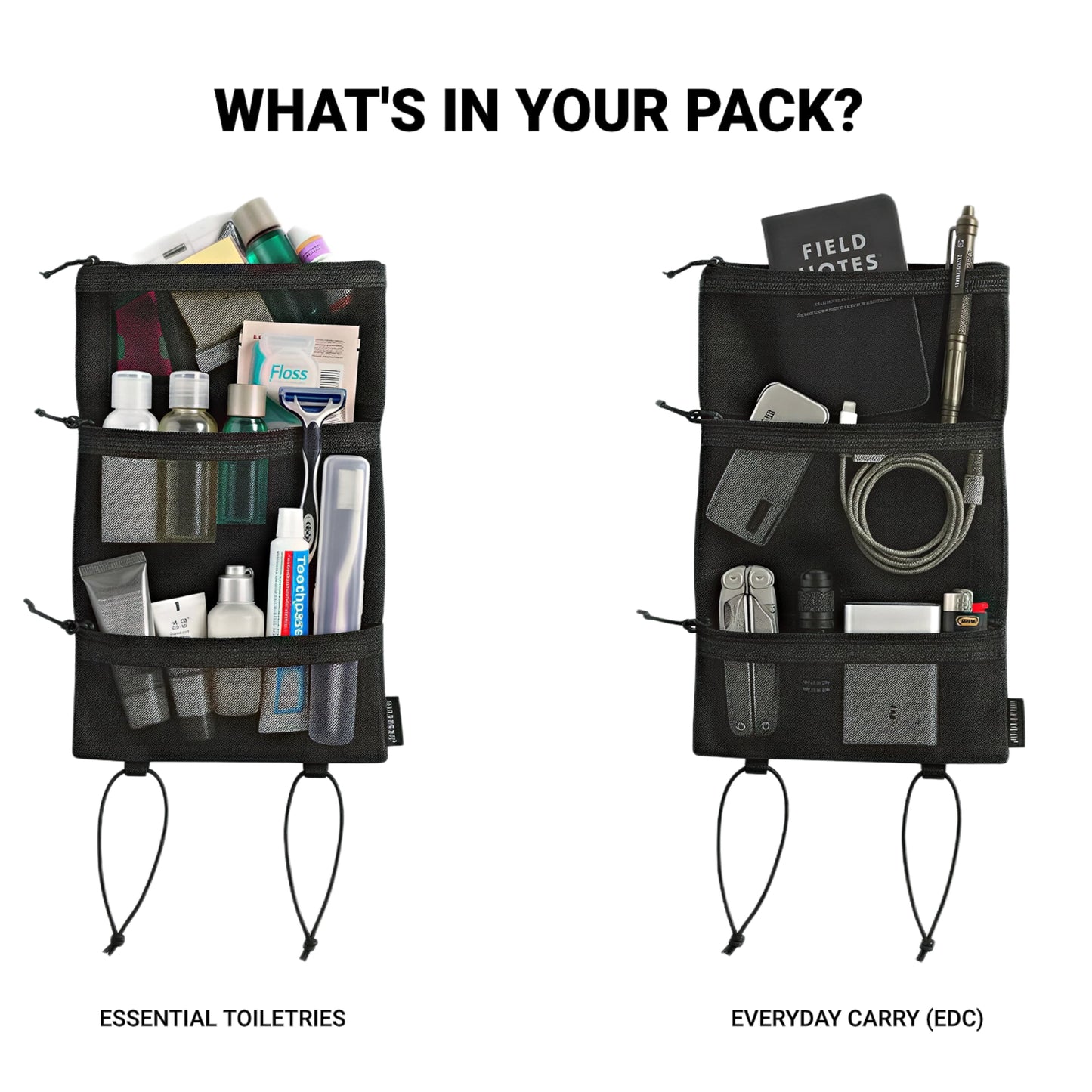 HODRGEAR gridstop toiletries organizer interior layout with trail essentials