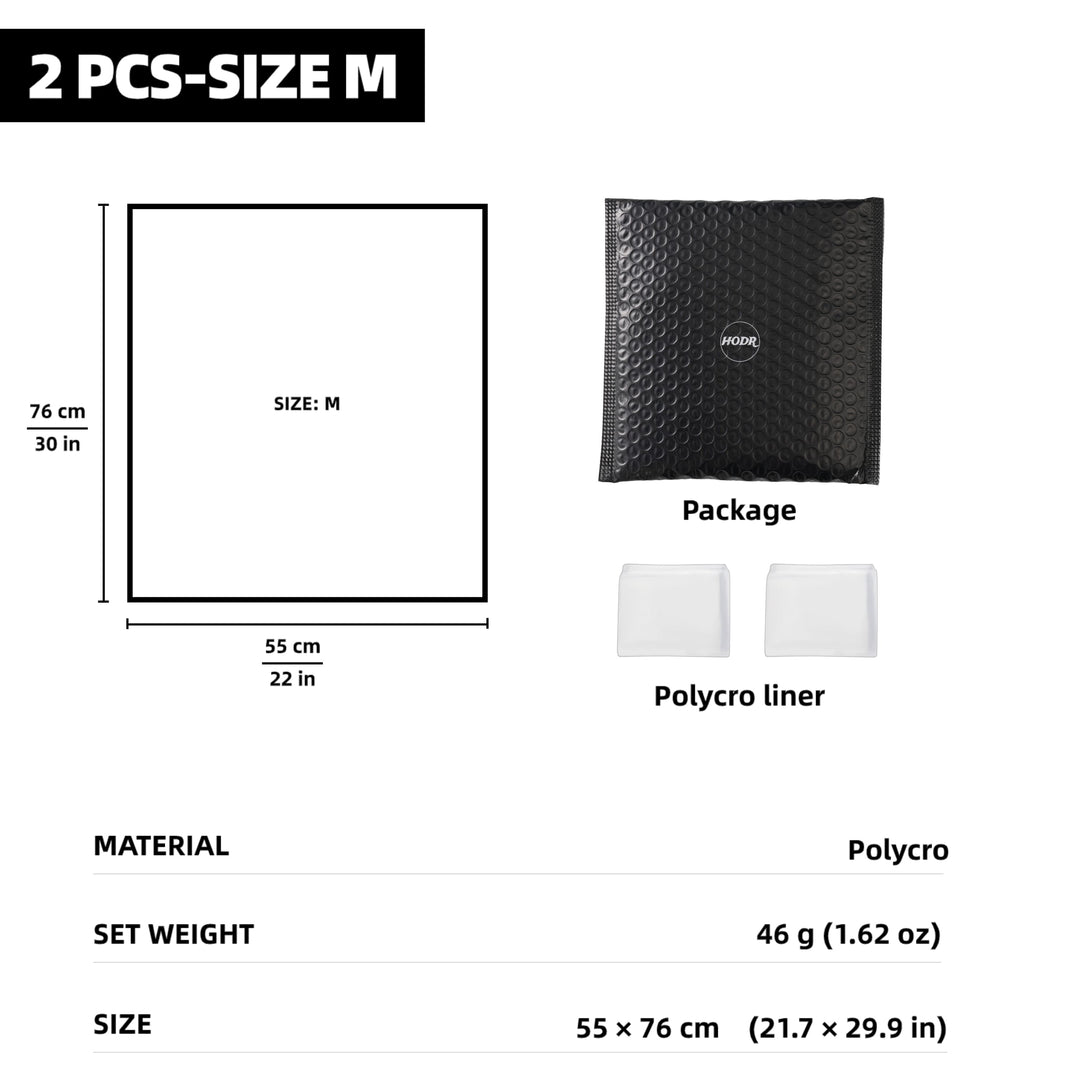 HODR Pack Liner Polycro 55×76cm 2-pack black bubble package + white liners