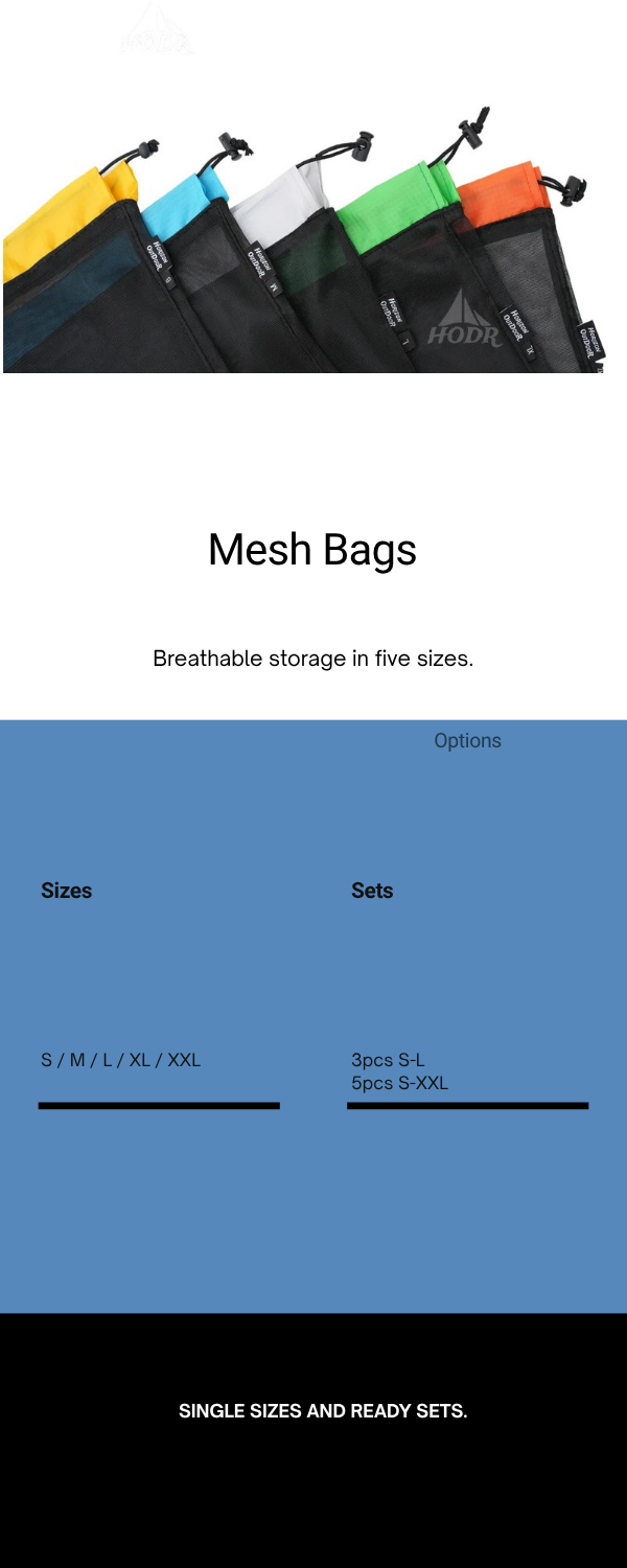 HODR004 Mesh Bags size and set guide
