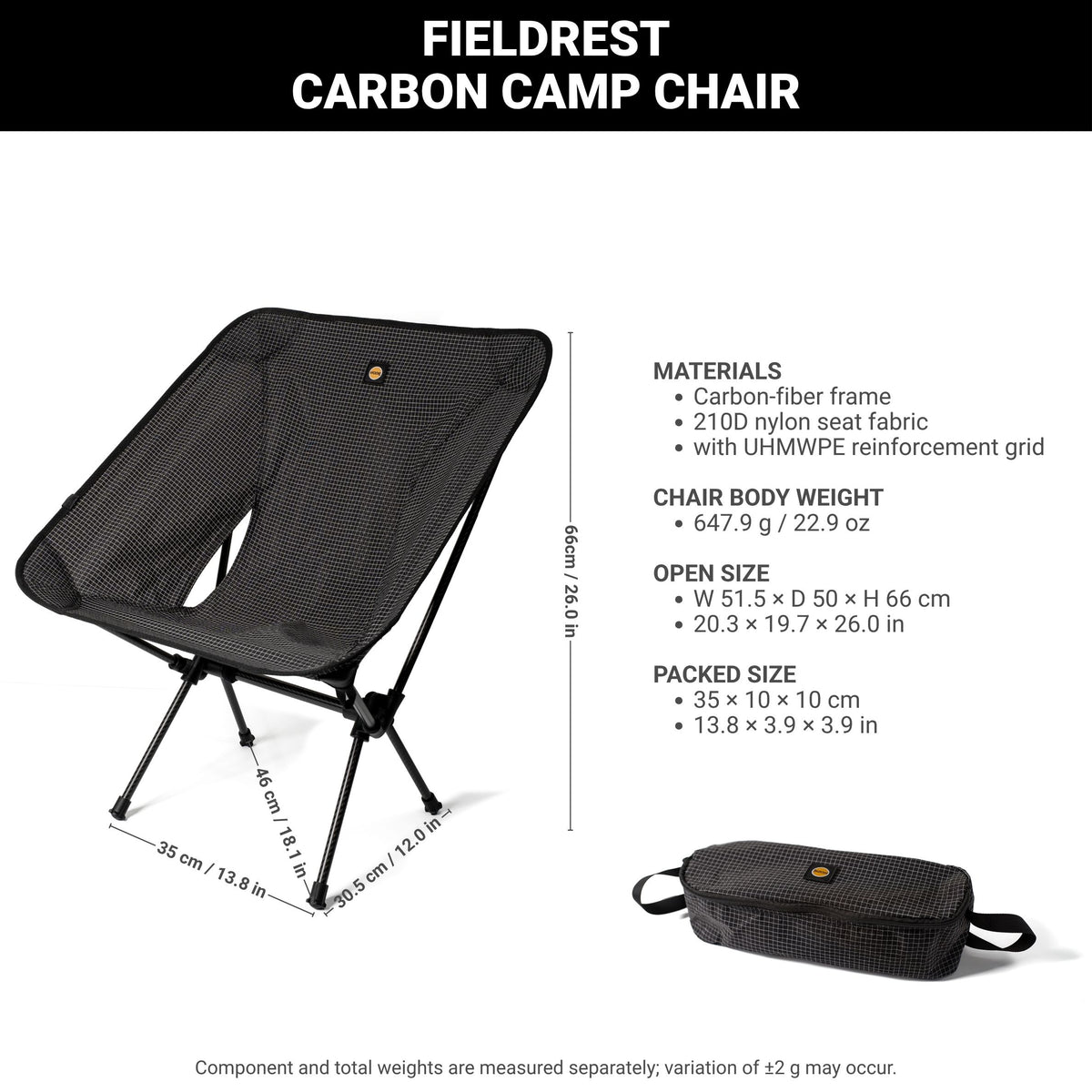 HODR FIELDREST — Carbon Camp Chair — HR038-01